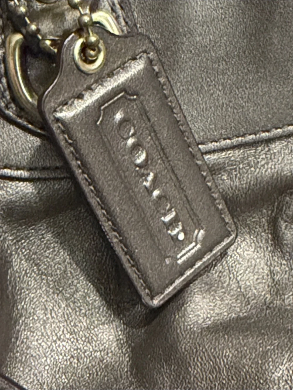 Coach Metallic Gold Leather Satchel with Gold Hardware